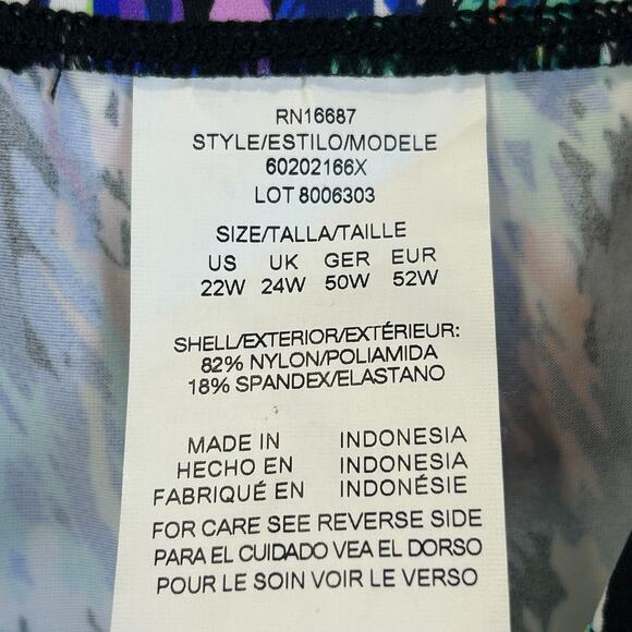 Swim Solutions Triple Tier Fauxknit One Piece Swimsuit Navy Multi Women 22W NWT - Picture 9 of 9